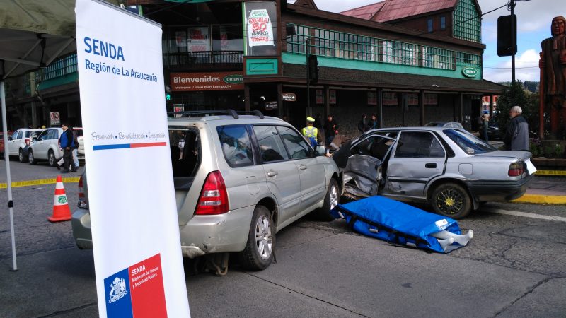 Violento accidente de tránsito fue simulado en pleno centro de Villarrica