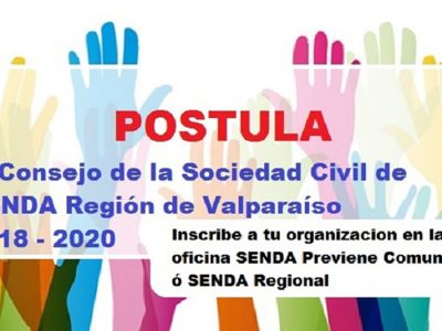 Abiertas las inscripciones para ser parte del Consejo Consultivo de la Sociedad Civil de SENDA en la región de Valparaíso