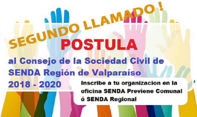 Segundo llamado para ser parte del Consejo Consultivo de la Sociedad Civil de SENDA en la región de Valparaíso