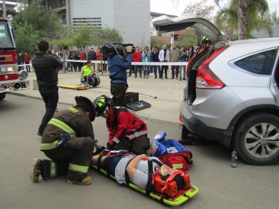 SENDA Previene Talca  participó en simulación de accidente de tránsito para sensibilizar a la comunidad universitaria en estas Fiestas Patrias
