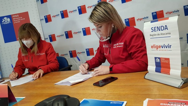 SENDA y FOSIS fortalecerán estrategia preventiva en Atacama luego de firmar convenio de colaboración