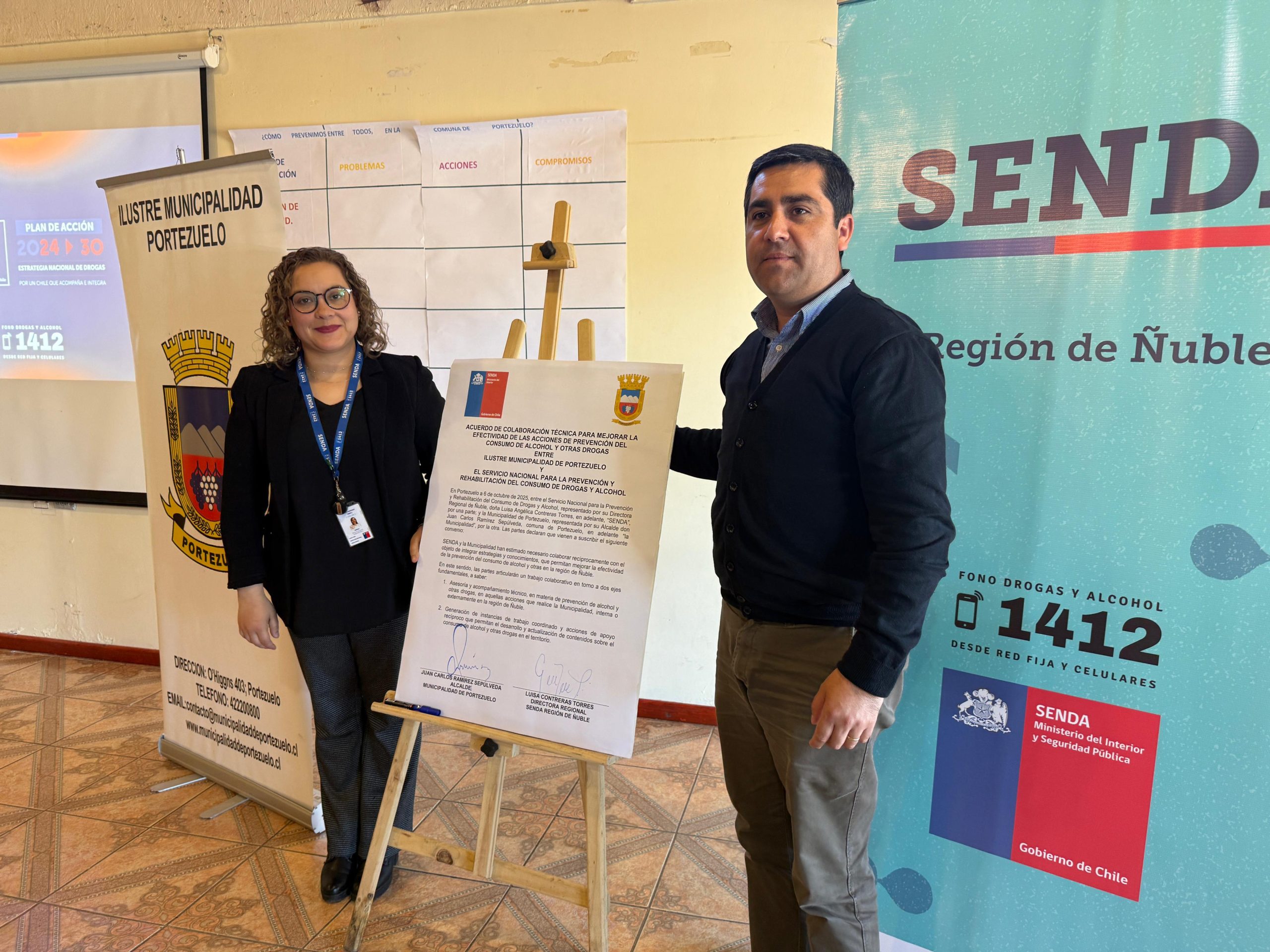 Municipalidad de Portezuelo firma acuerdo de colaboración técnica con SENDA Ñuble